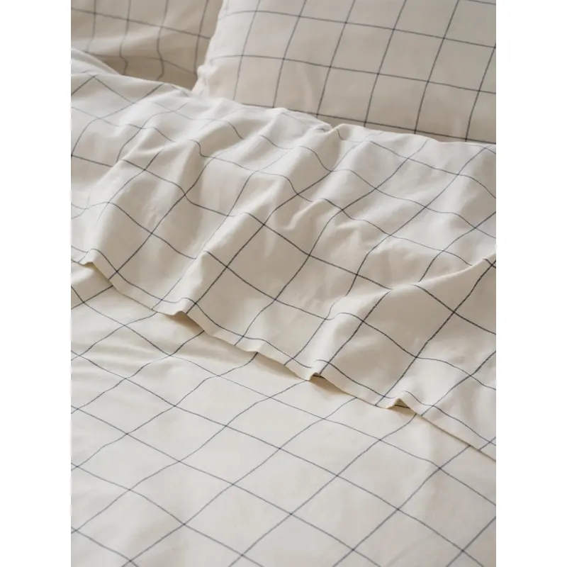 Dream Blue Burlow Plaid Cotton Percale Flat Sheet