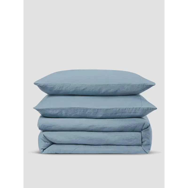 Dusk Blue Linen Blend Duvet Set