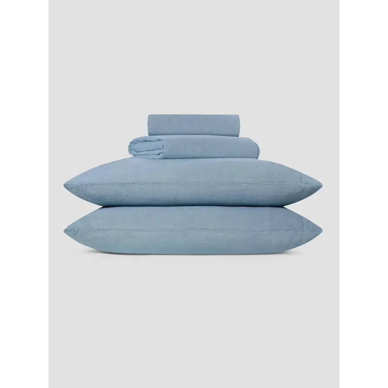 Dusk Blue Linen Blend Sheet Set