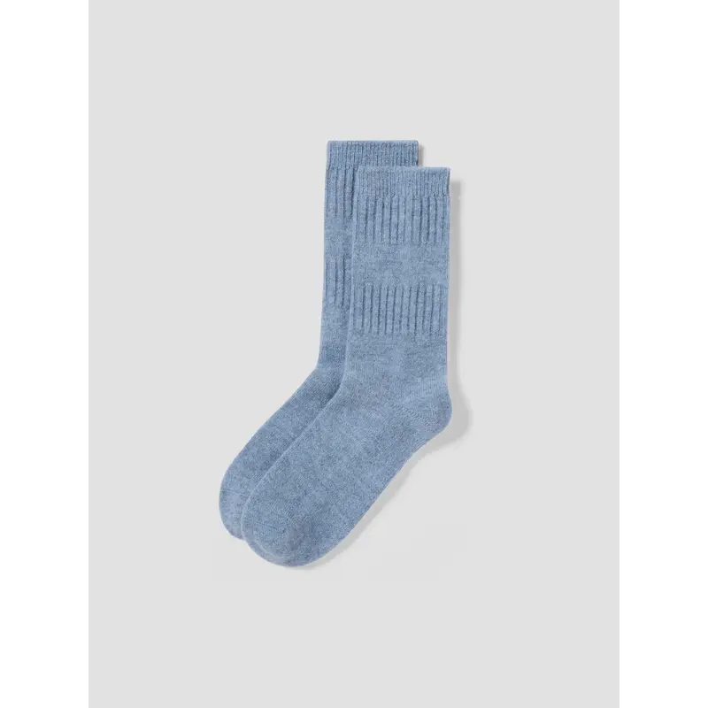 Dusk Blue Merino Wool Ribbed Socks