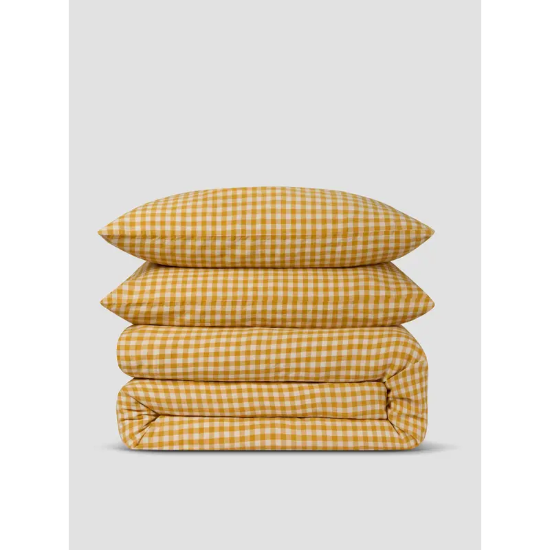 Honey Gingham Linen Blend Duvet Set