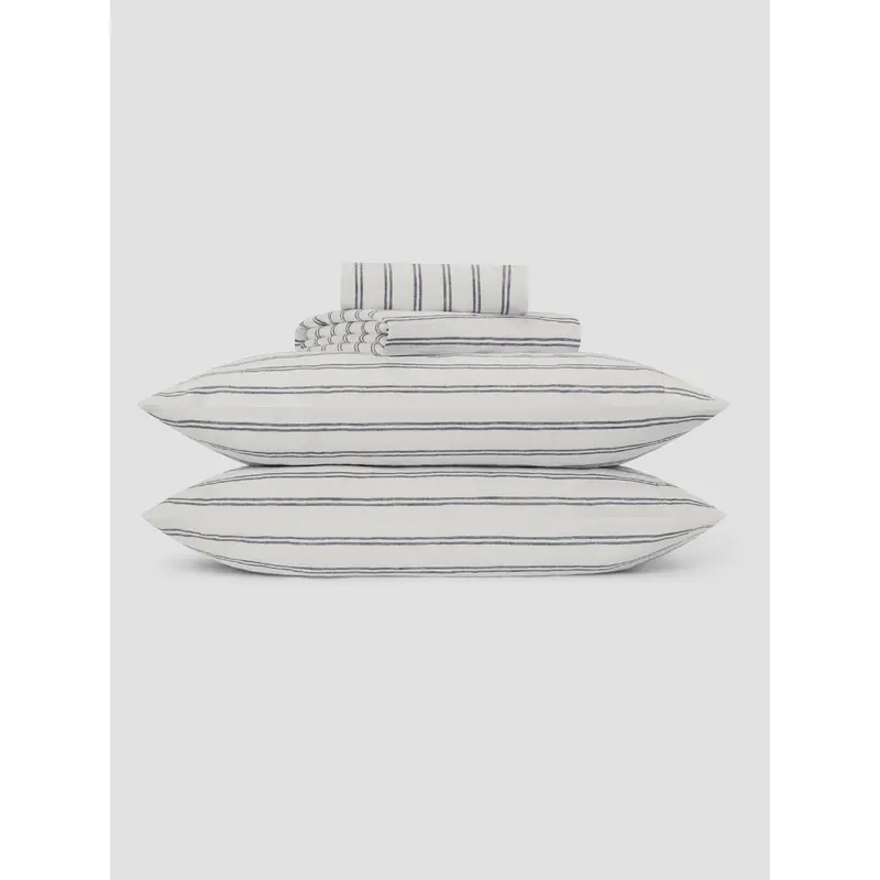 Ivory Kemptown Stripe Linen Blend Sheet Set
