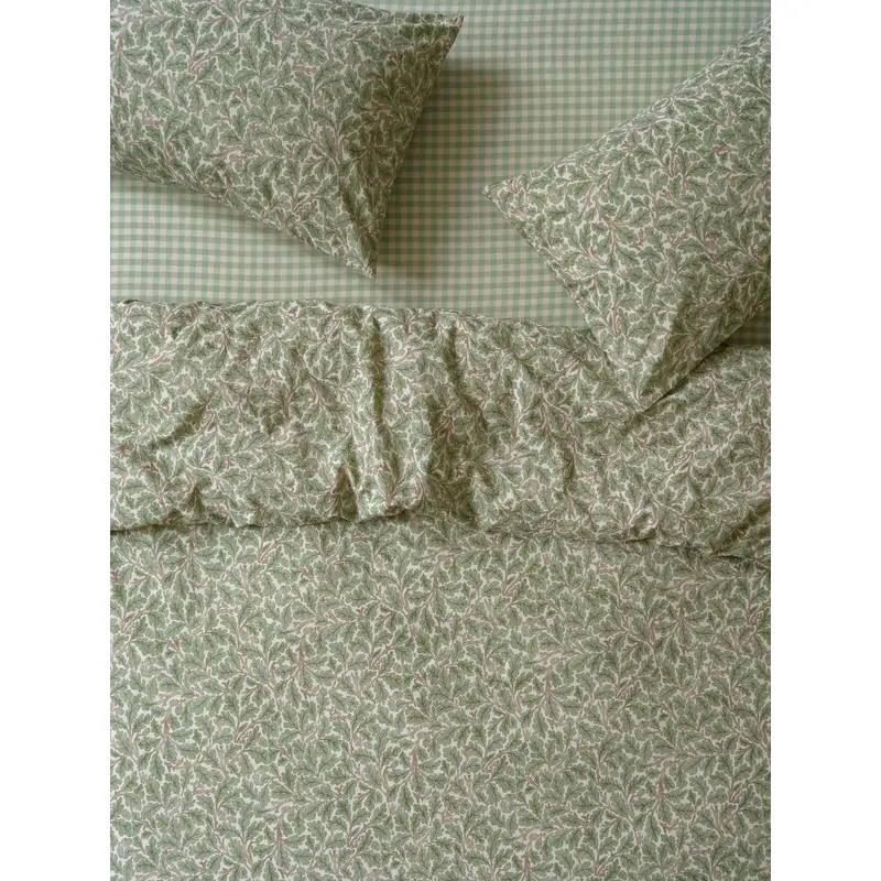 Leafy Arbour Oak Washed Cotton Percale Duvet Cover