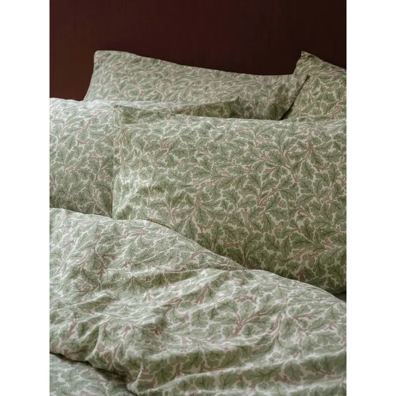 Leafy Arbour Oak Washed Cotton Percale Pillowcases (Pair)