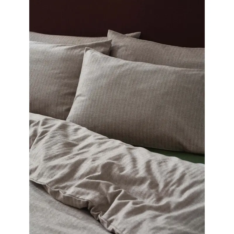 Mocha Herringbone Brushed Cotton Pillowcases (Pair)