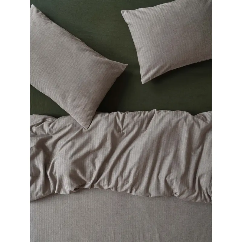 Mocha Herringbone Flannel Cotton Duvet Cover