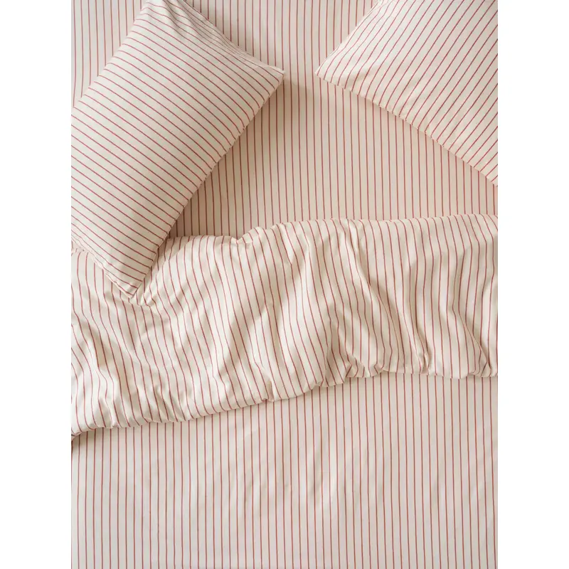 Red Clayton Stripe Flannel Cotton Duvet Cover