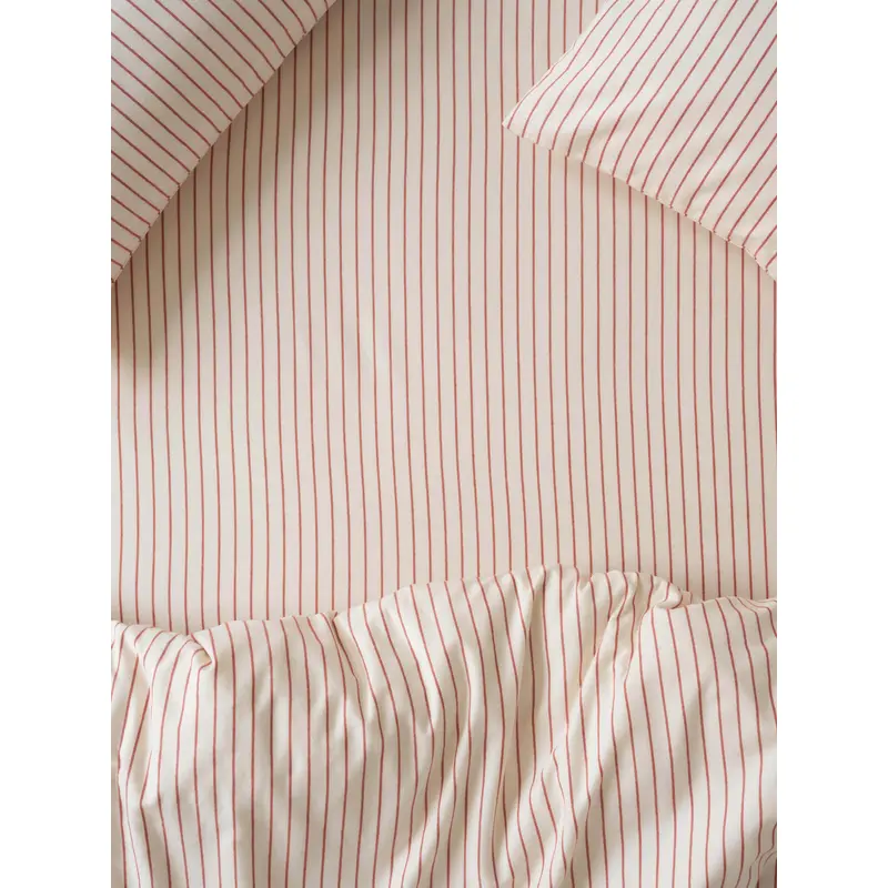 Red Clayton Stripe Flannel Cotton Fitted Sheet