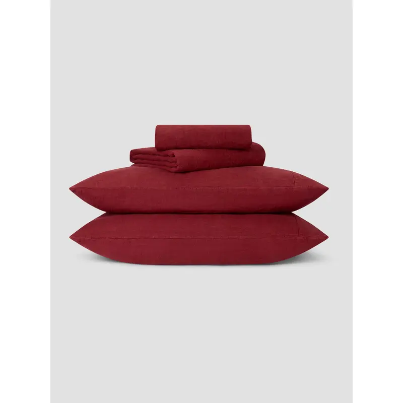 Rhubarb Linen Blend Sheet Set