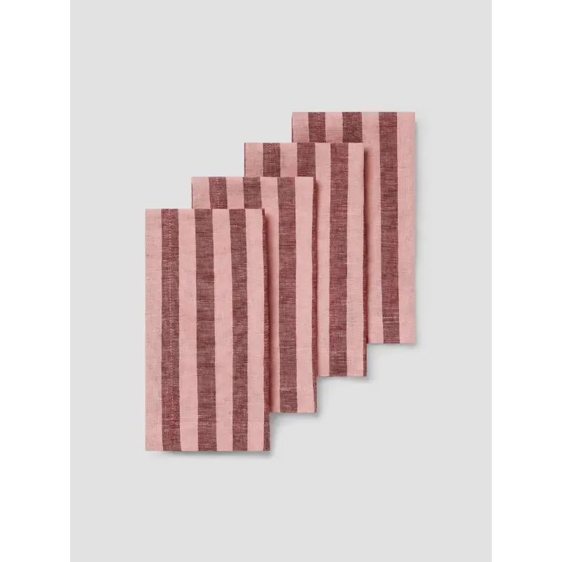 Rhubarb & Rose Pembroke Stripe Linen Blend Napkins Set of 4