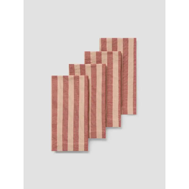 Sandstone Red Pembroke Stripe Linen Blend Napkins Set of 4