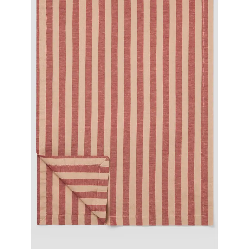 Sandstone Red Pembroke Stripe Linen Blend Table Runner