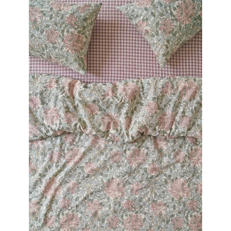 Soft Sage Honeysuckle Linen Blend Duvet Cover
