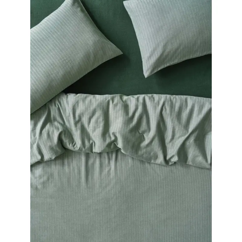 Spruce Green Herringbone Flannel Cotton Duvet Cover
