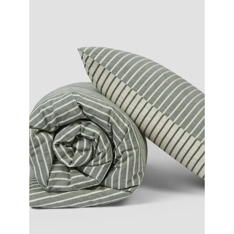 Spruce Green Texture Stripe Cotton Kids Bedding Set