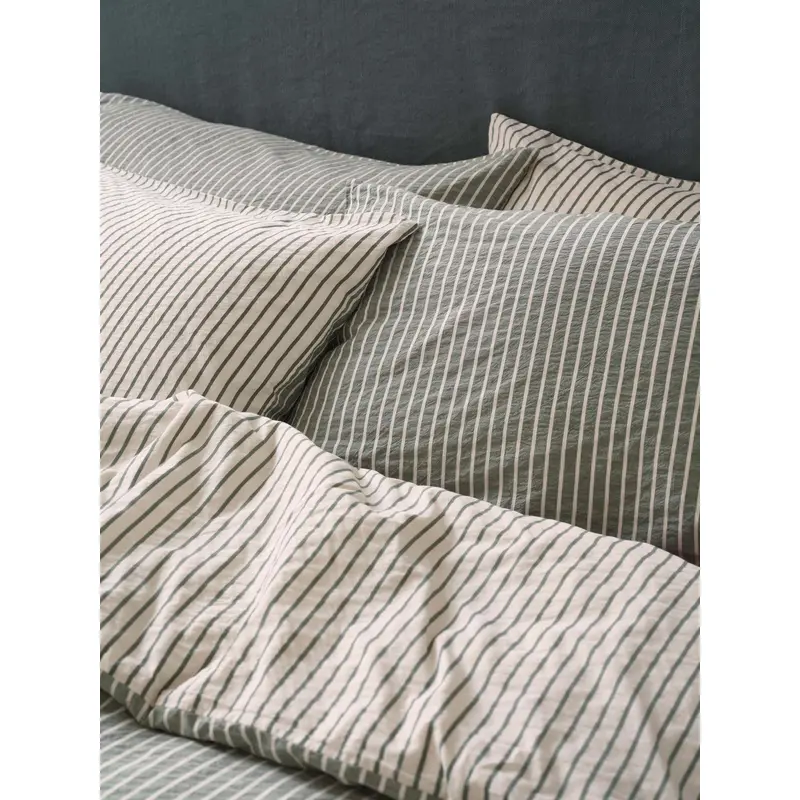 Spruce Green Textured Stripe Cotton Pillowcases (Pair)
