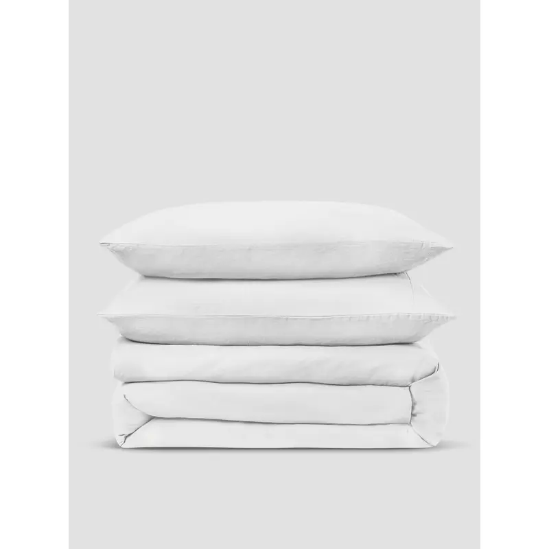 White Linen Blend Duvet Set