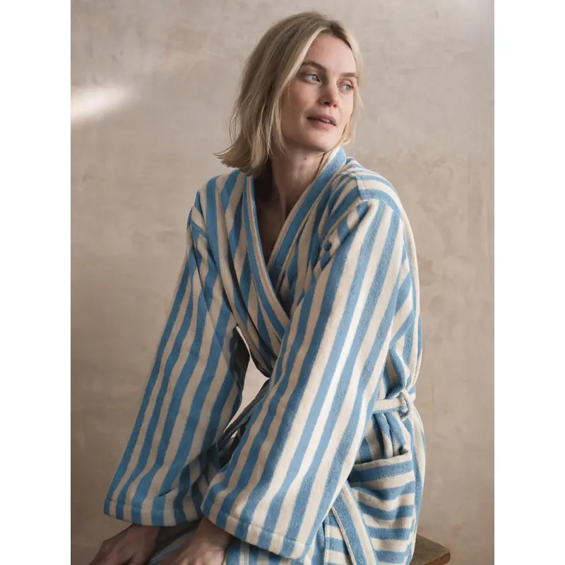 Coastal Blue Pembroke Stripe Cotton Robe
