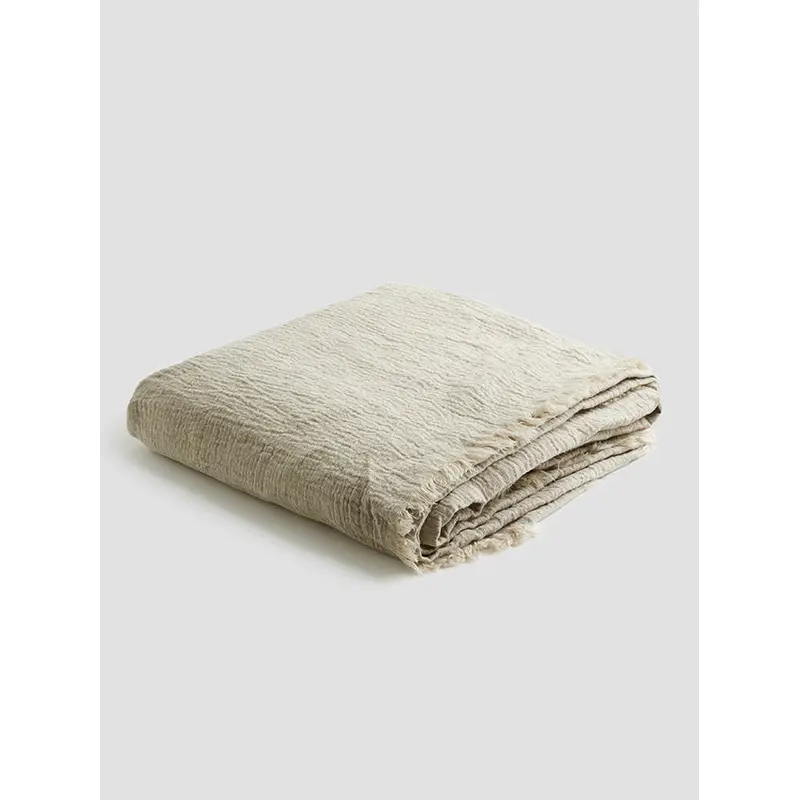 Oatmeal Linen Crinkle Throw