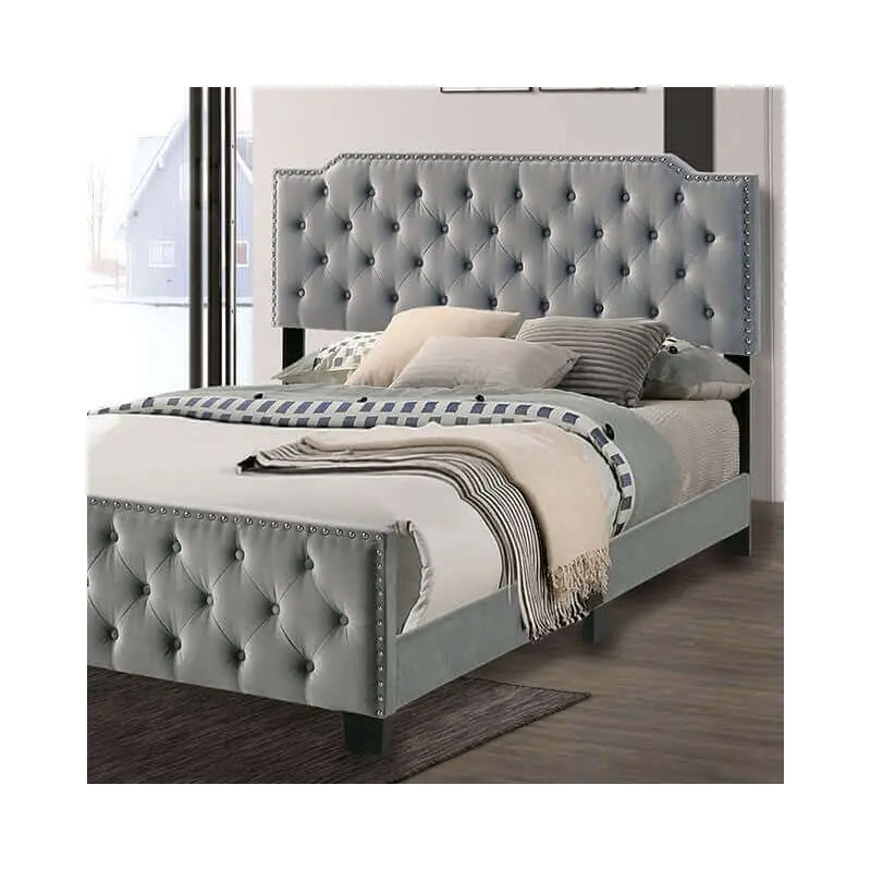 Charlize Gray Tufted Bed