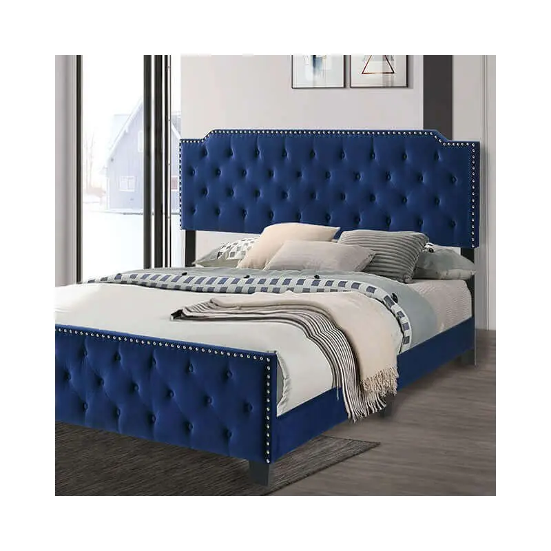 Charlize Navy Tufted Contemporary Bed