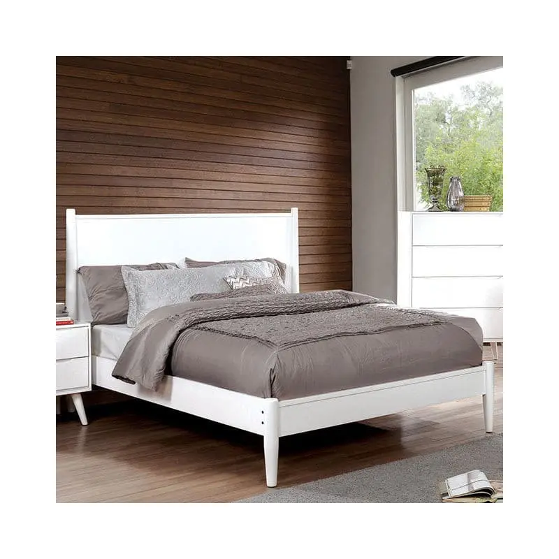 Lennart White Platform Bed