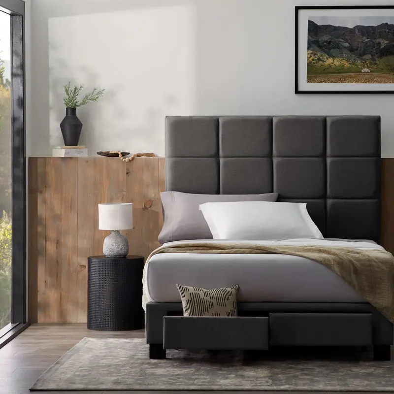 Malouf Scoresby Charcoal Grey Headboard