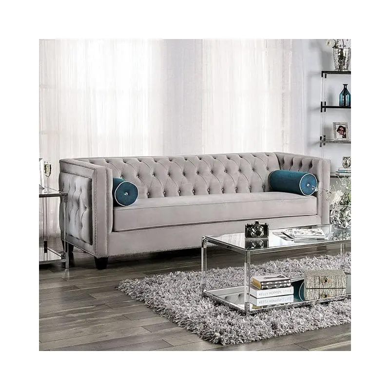 Silvan Gray Velvet Transitional Sofa