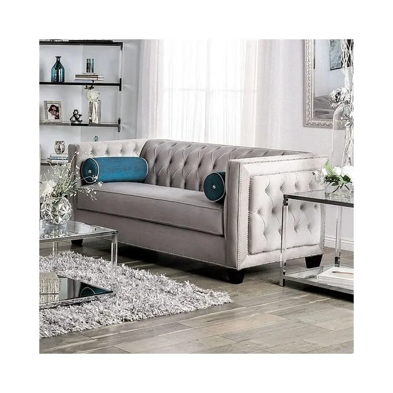Silvan Gray Velvet Transitonal Loveseat