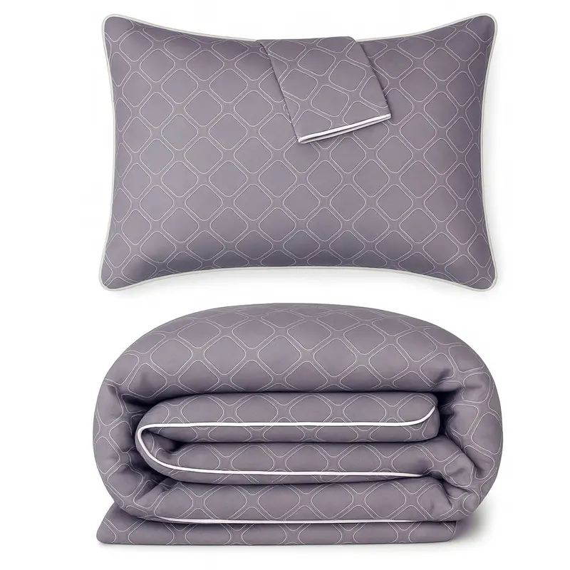 Bamboo Duvet Cover with Shams, 3pc - Platinum Geo