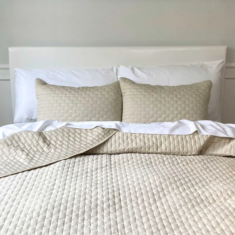 Bamboo Cotton Quilted Coverlet, Twin - Sand