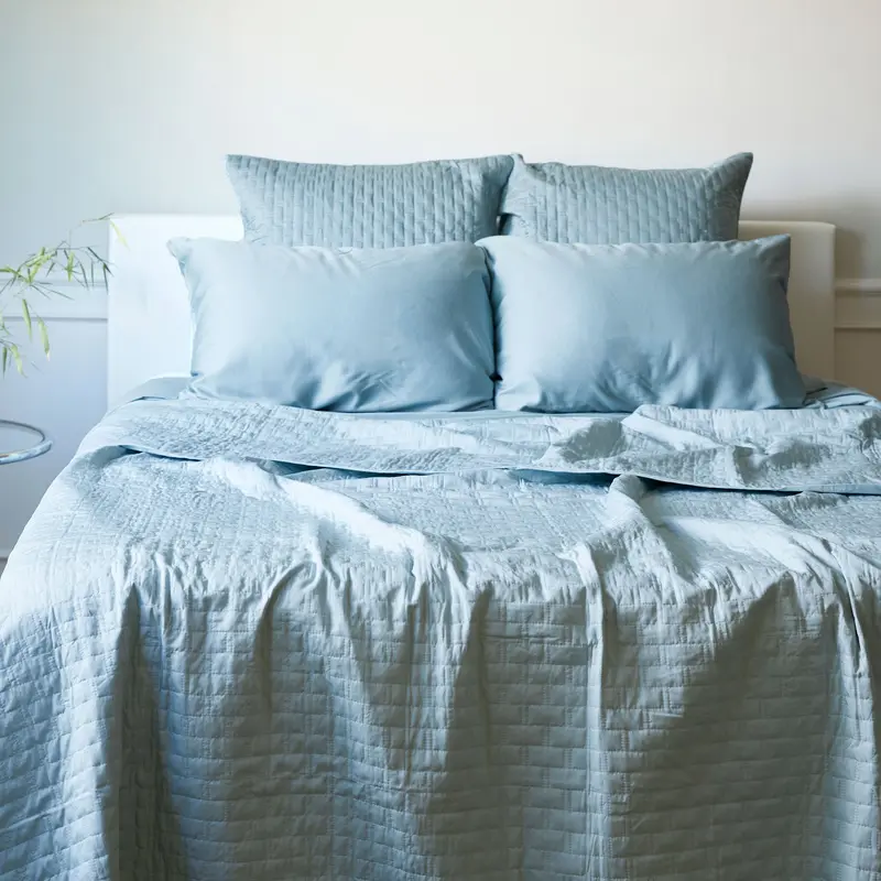 Bamboo Quilted Coverlet- Sky - Final Sale/No Returns