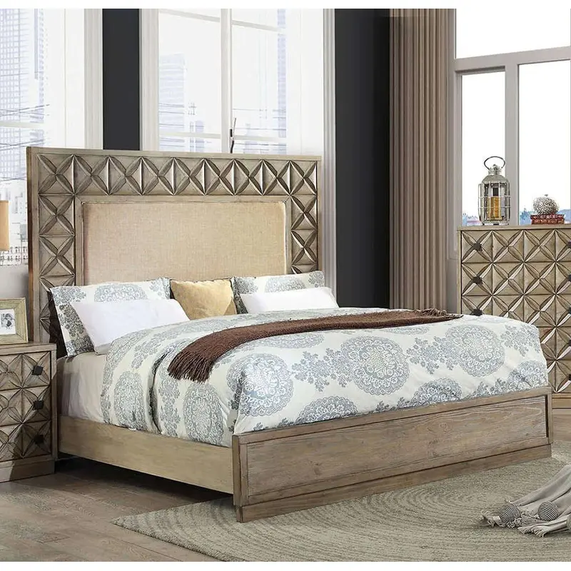 Furniture of America Markos Light Oak Cal King Bed