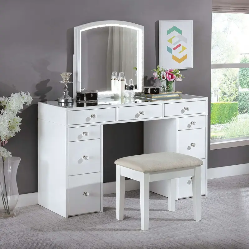 Louise Vanity With Stool In White