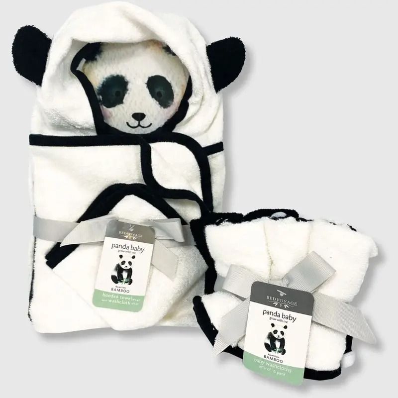 Panda Baby Bath Essentials 8pc Baby Gift Set - White/Black - Final Sale/No Returns