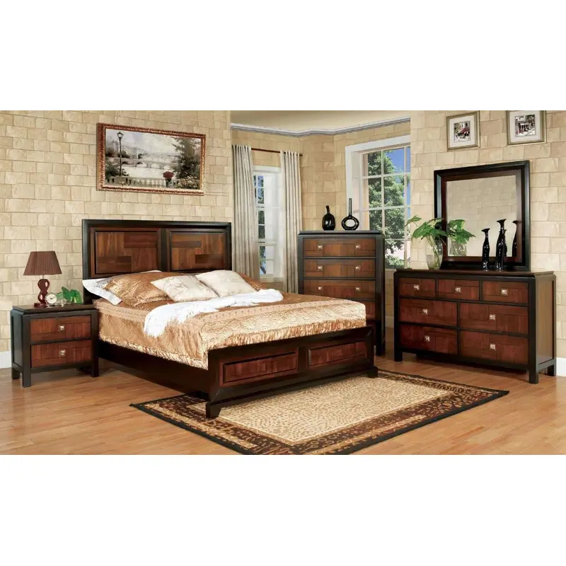 Patra Acacia and Walnut Panel Bedroom Set