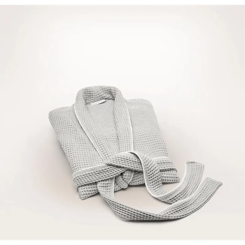 Women's Waffle Robe - Pewter/White