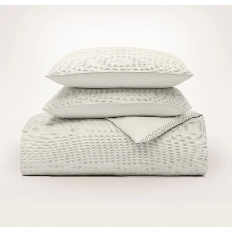Textured Duvets - Mist Waffle Dobby Stripe