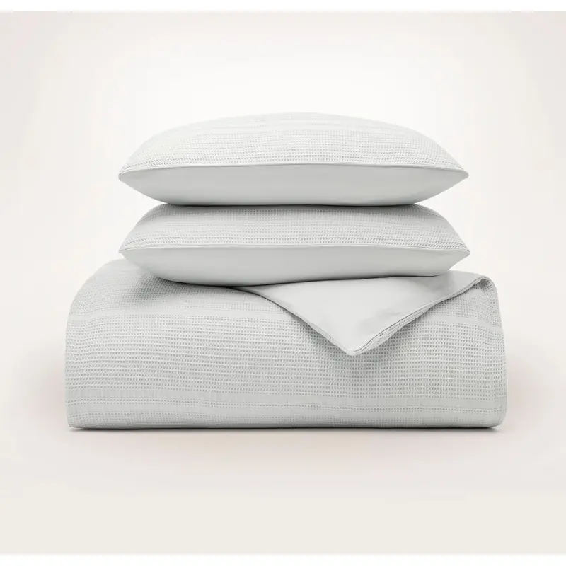 Textured Duvets - Sky Waffle Dobby Stripe