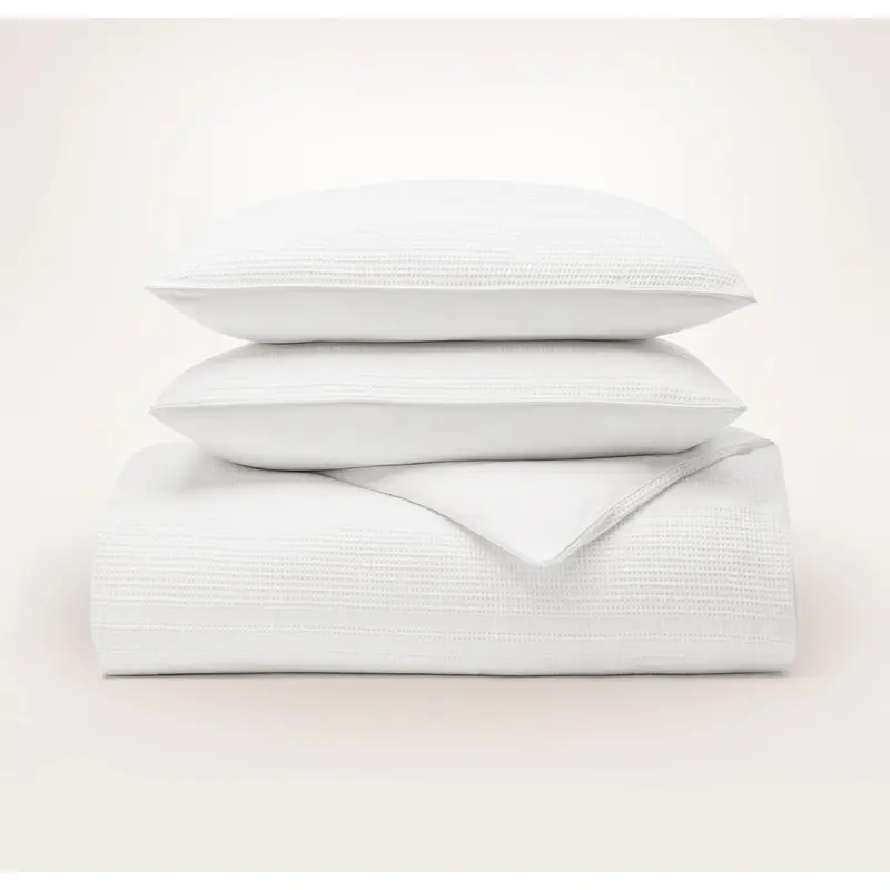 Textured Duvets - White Waffle Dobby Stripe