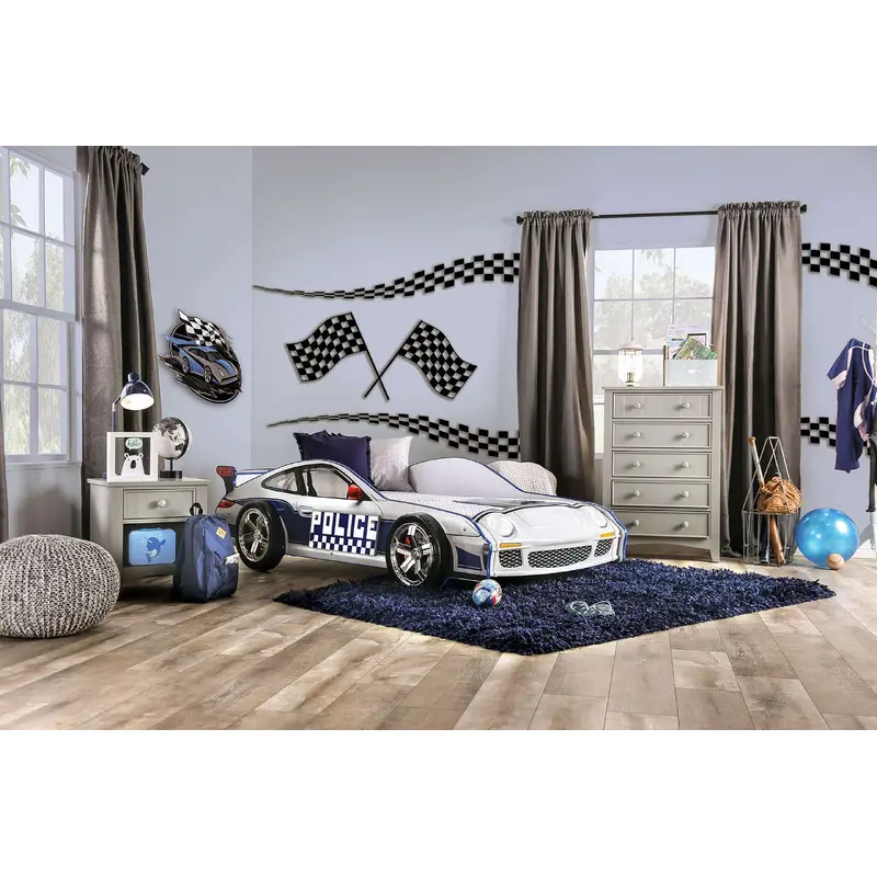 Twin Bed In Blue and White