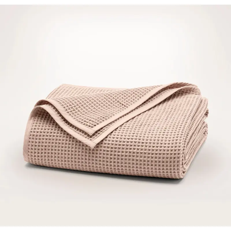 Waffle Bed Blanket - Dusty Rose
