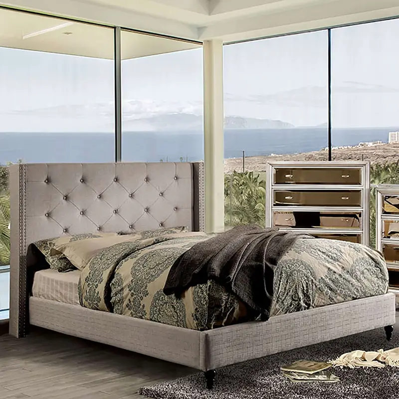Anabelle Eastern King Bed In Warm Gray