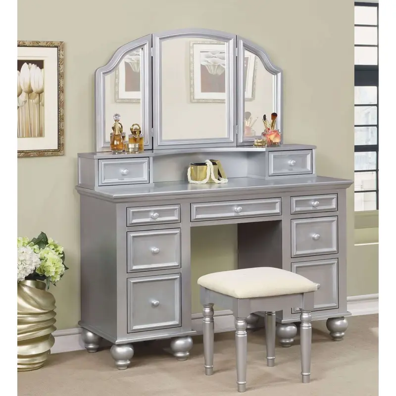 Athy Silver Vanity With Stool