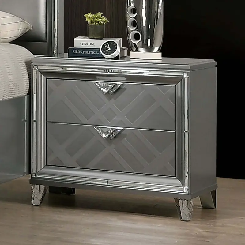 Emmeline Silver Upholstered Nightstand