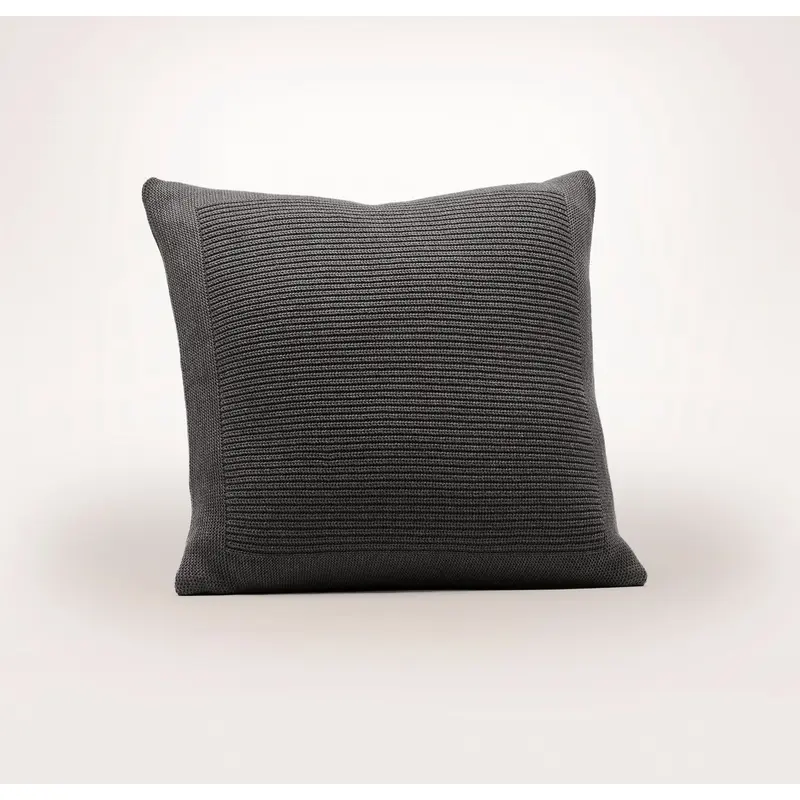 Ribbed Knit Pillow Cover (20x20) - Heathered Night