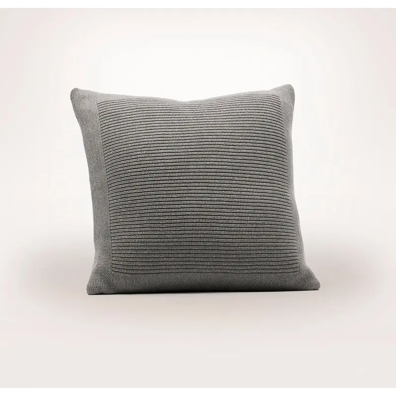 Ribbed Knit Pillow Cover (20x20) - Heathered Stone