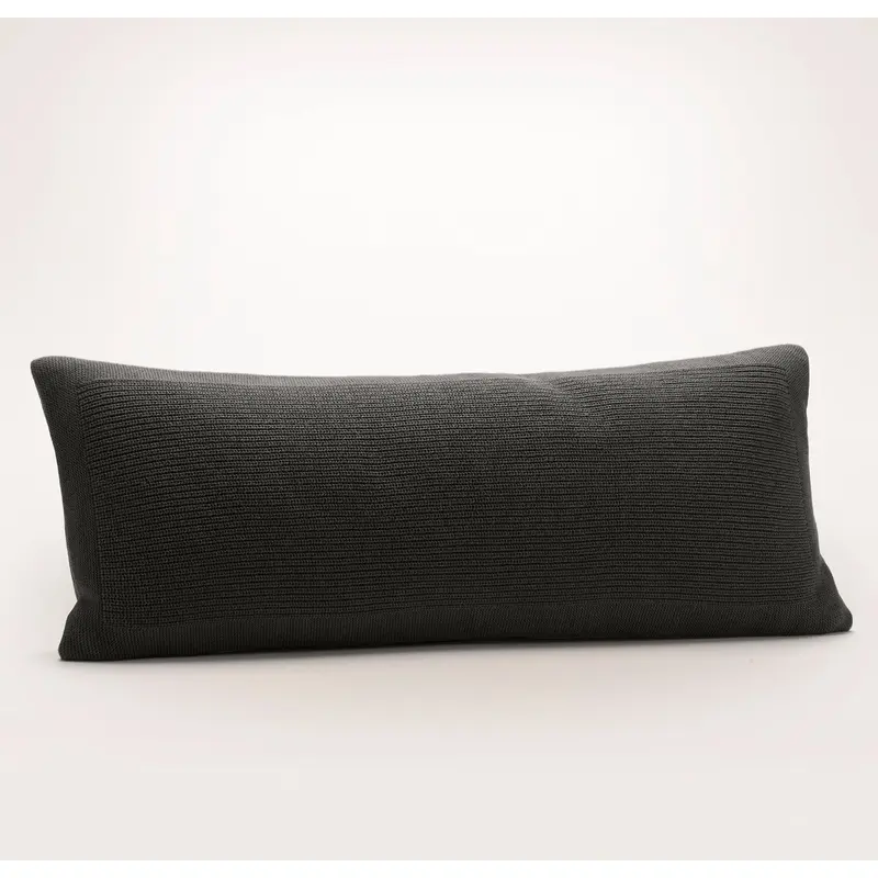 Ribbed Knit Pillow Cover (Lumbar) - Heathered Night