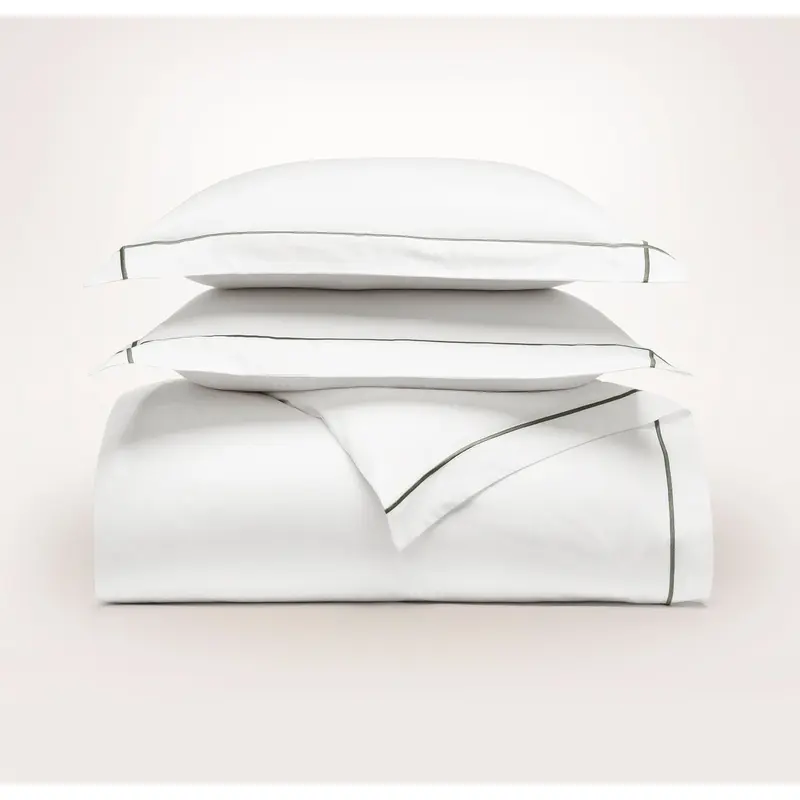 Signature Embellished Duvet Set - White/Juniper Embroidered