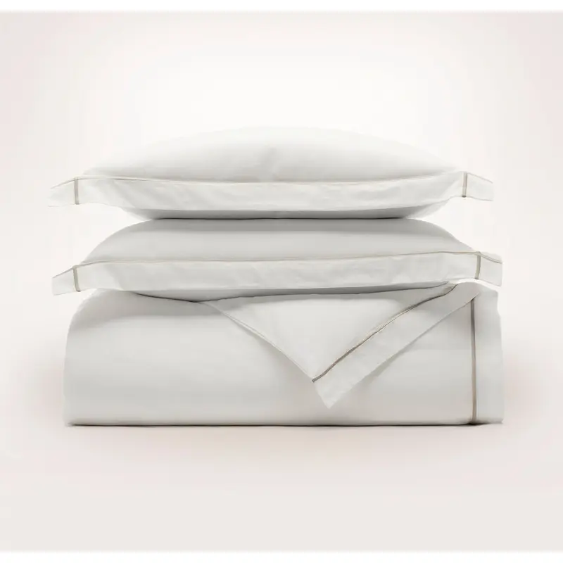 Signature Embellished Duvet Set - White/Oak Embroidered